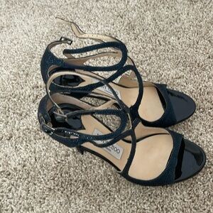 Blue sparkly heels worn once.